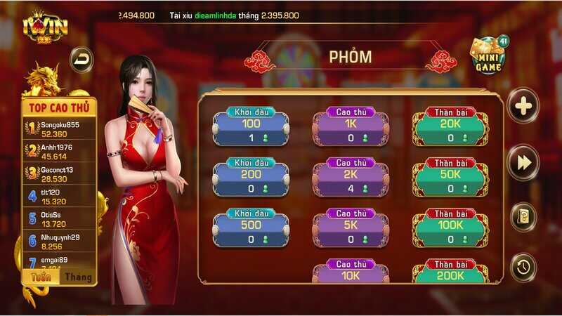 Bật mí những game bài đổi thưởng qua ngân hàng được yêu thích nhất ở Iwin